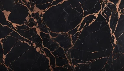 Foto op Plexiglas Black marble block texture with copper veins background  © Lied