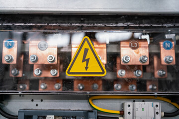 danger sign on electric board