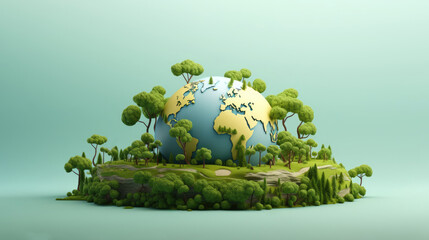 World environment and earth day concept, ecology, cities and green forest, sustainable developtment goals.