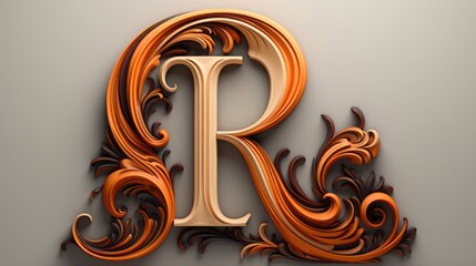 Ambigram tattoo style white background the letter R