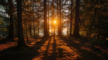 Fototapeta premium sunset in the woods