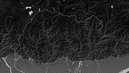 Bhutan outlined. Grayscale elevation map © zelwanka