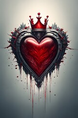 Bloody royal heart made by glass creative design, wallpaper 4k, phone wallpaper, epic background - obrazy, fototapety, plakaty