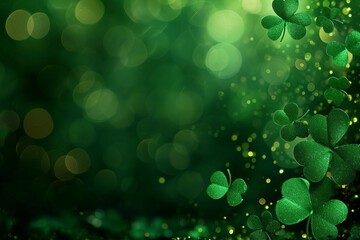Abstract green blurred background with round bokeh for st patrick's day celebration