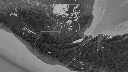 Guatemala outlined. Grayscale elevation map © zelwanka