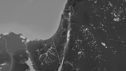 Israel outlined. Grayscale elevation map © zelwanka