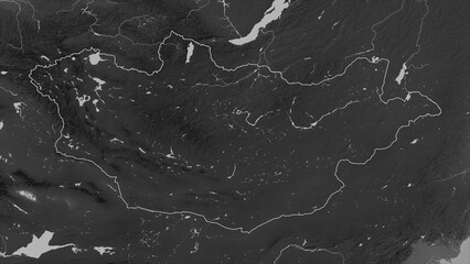 Mongolia outlined. Grayscale elevation map © zelwanka