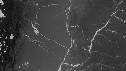 Paraguay outlined. Grayscale elevation map