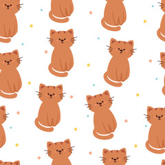 Obraz premium seamless pattern cartoon cats. cute animal wallpaper illustration for gift wrap paper