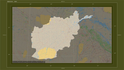 Afghanistan composition. OSM Topographic standard style map