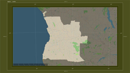 Angola composition. OSM Topographic standard style map