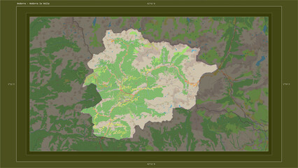 Andorra composition. OSM Topographic standard style map