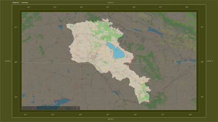 Armenia composition. OSM Topographic standard style map
