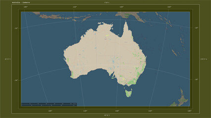 Australia composition. OSM Topographic standard style map