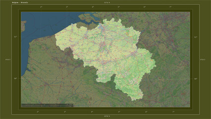 Belgium composition. OSM Topographic standard style map