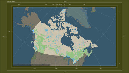 Canada composition. OSM Topographic standard style map