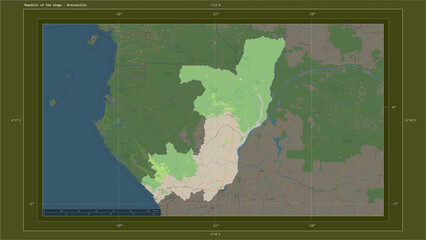 Republic of the Congo composition. OSM Topographic standard style map