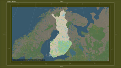 Finland composition. OSM Topographic standard style map