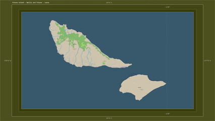 Futuna Island - Wallis and Futuna composition. OSM Topographic standard style map