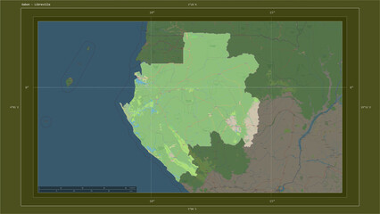 Gabon composition. OSM Topographic standard style map