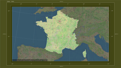 France composition. OSM Topographic standard style map