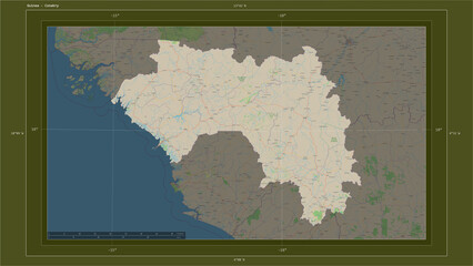 Guinea composition. OSM Topographic standard style map