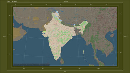 India composition. OSM Topographic standard style map
