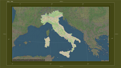 Italy composition. OSM Topographic standard style map