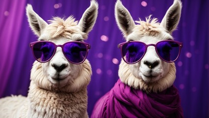Fototapeta premium two llamas with glasses