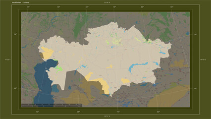 Kazakhstan composition. OSM Topographic standard style map