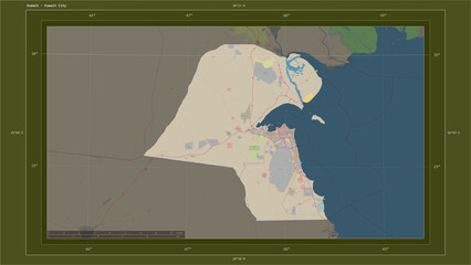 Kuwait composition. OSM Topographic standard style map
