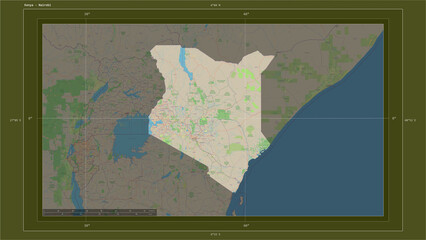 Kenya composition. OSM Topographic standard style map