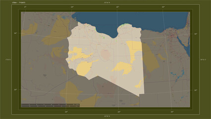 Libya composition. OSM Topographic standard style map