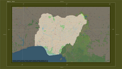 Nigeria composition. OSM Topographic standard style map