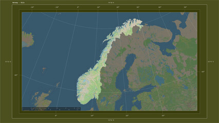 Norway composition. OSM Topographic standard style map