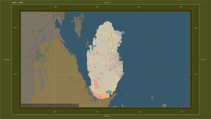 Qatar composition. OSM Topographic standard style map