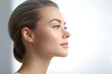 Obraz premium Side view of a beauty woman looking ahead