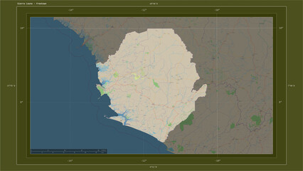 Sierra Leone composition. OSM Topographic standard style map
