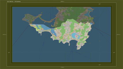 Sint Maarten composition. OSM Topographic standard style map