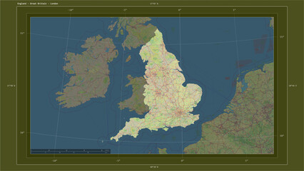 England - Great Britain composition. OSM Topographic standard style map