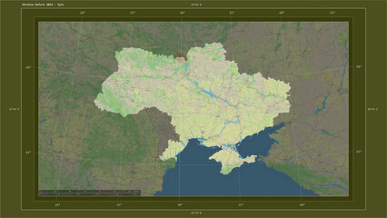 Ukraine before 2014 composition. OSM Topographic standard style map