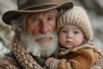 grandfather and baby, two generations