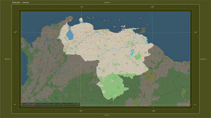 Venezuela composition. OSM Topographic standard style map