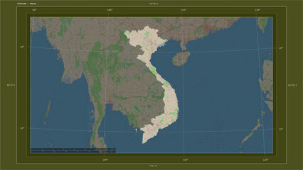 Vietnam composition. OSM Topographic standard style map