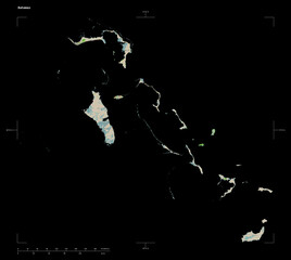 Obraz premium Bahamas shape isolated on black. OSM Topographic French style map