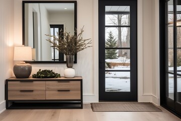 Fototapeta premium Minimalist entryway with a blend of functionality and aesthetic appeal