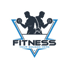 Fototapeta premium Gym fitness barbell logo icon graphic element