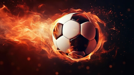 3d eploding fiery football, soccer ball