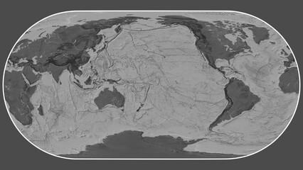 Balmoral Reef plate - global map. Eckert III. Bilevel