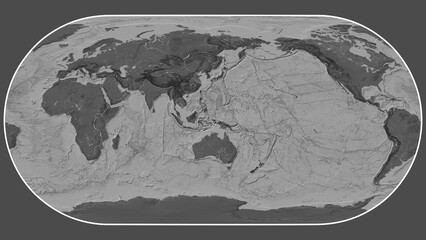 Birds Head plate - global map. Eckert III. Bilevel